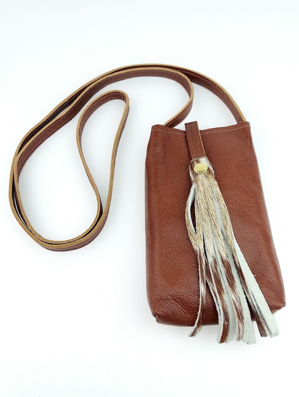 Beaudin Designs Leather Tassel Phone Crossbody Bag